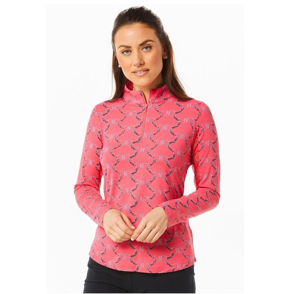 IBKÜL Belmont Cherry Print UPF50 golf tennis active LongSleeve lightweight xs
